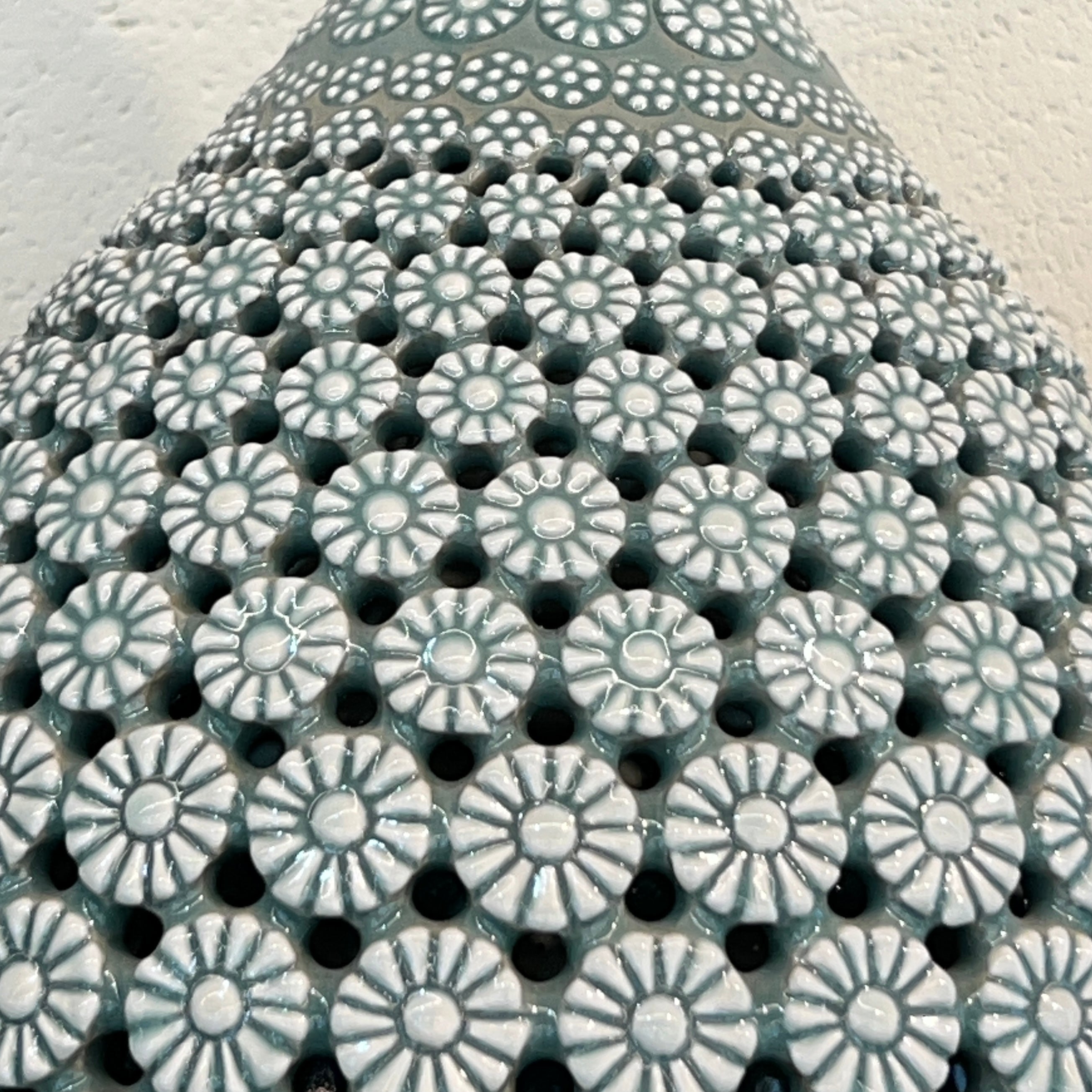 Celadon Double-Walled Openwork Gourd Vase: Chrysanthemum Motif