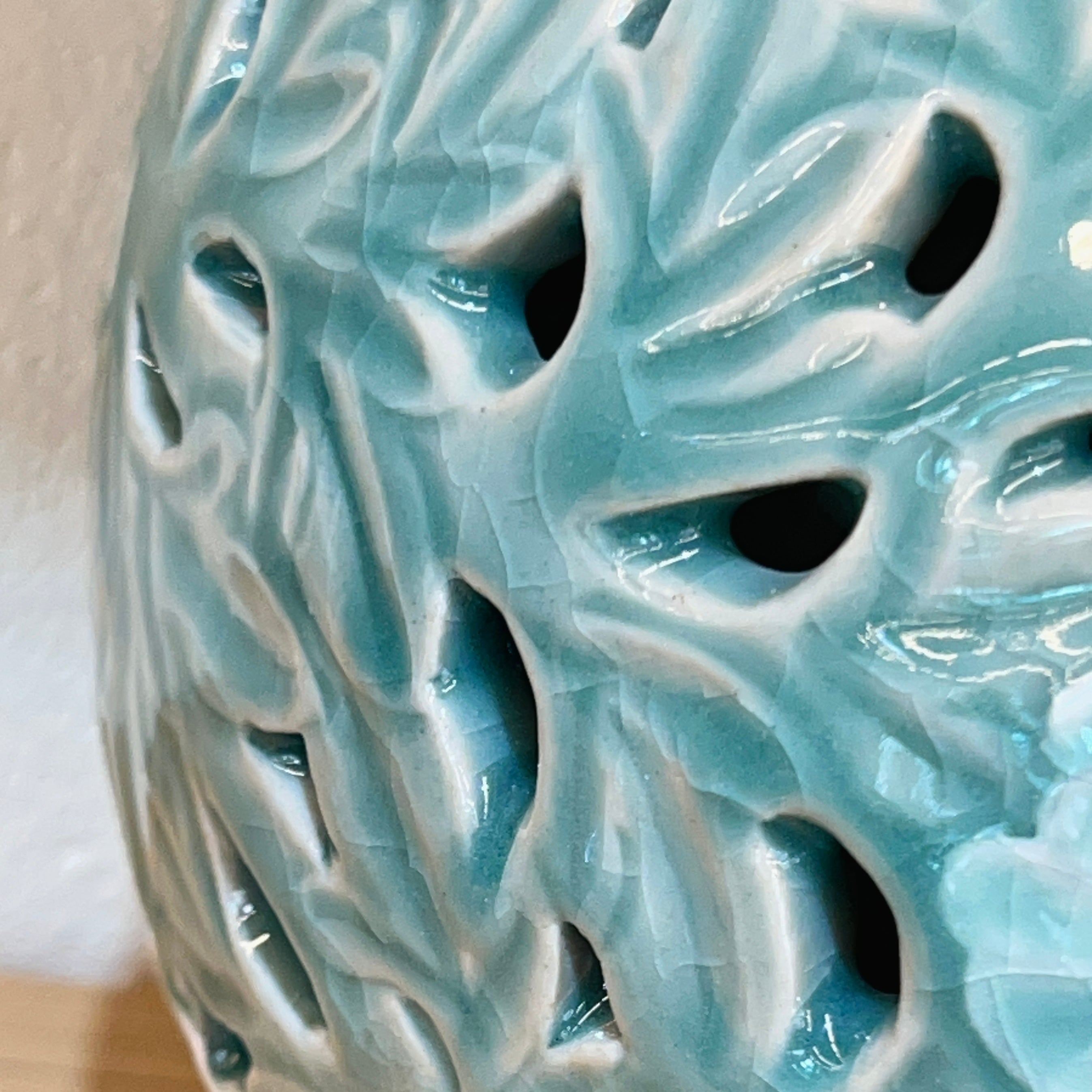 Celadon Vase: Double-Wall Openwork Design with Peony Motif