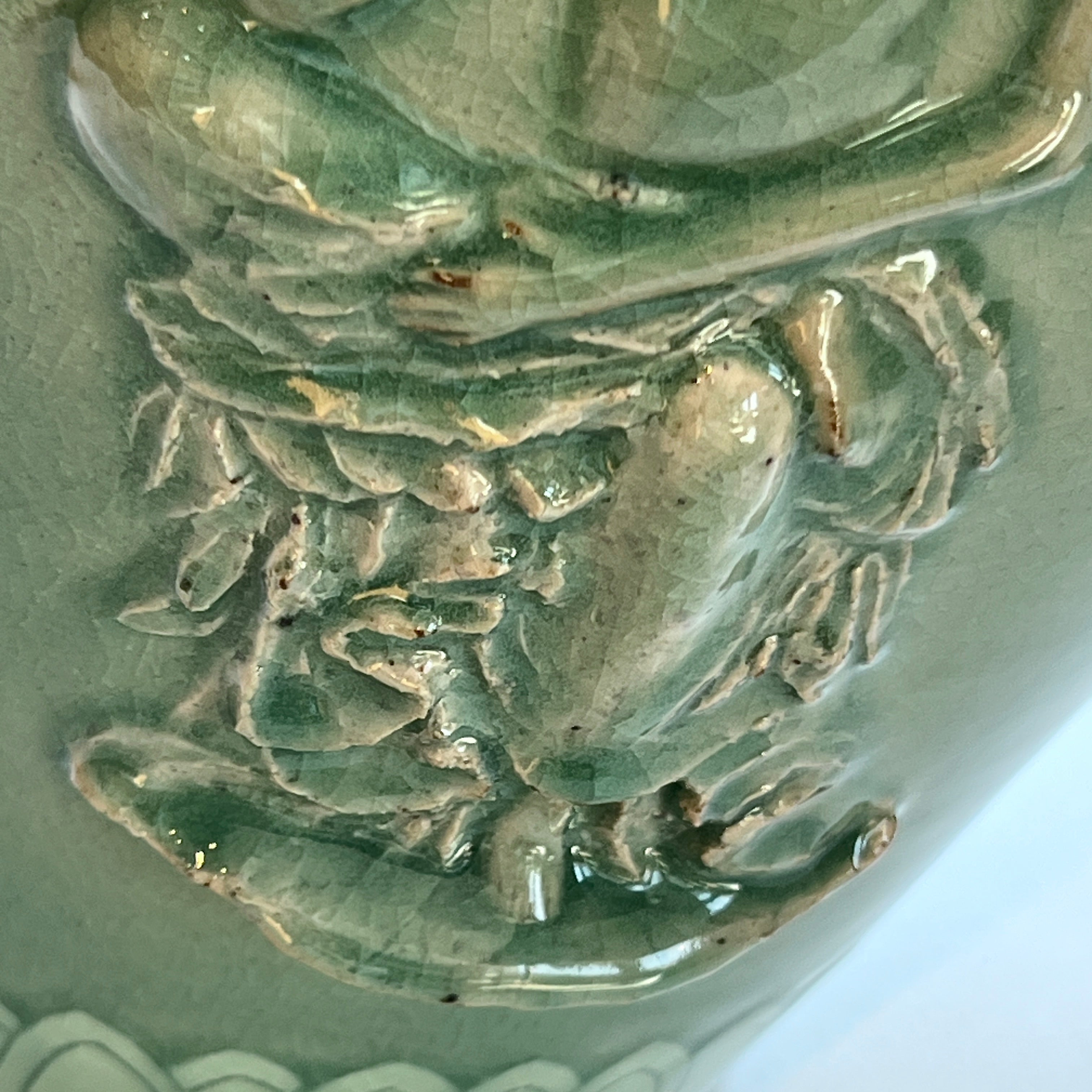 Celadon Vase: Relief-Applied Pensive Bodhisattva Motif