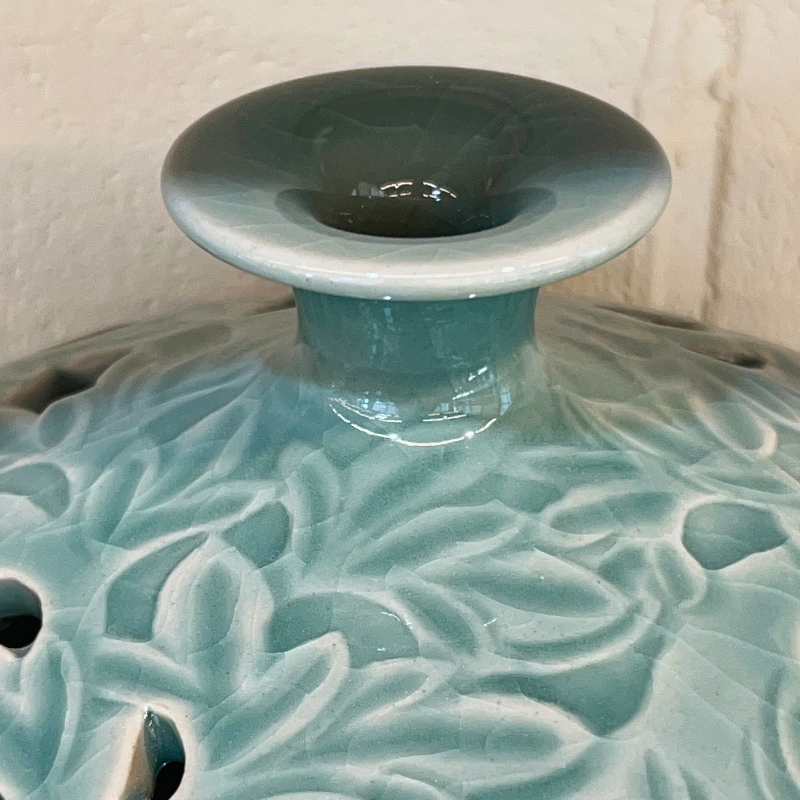 Celadon Vase: Double-Wall Openwork Design with Peony Motif