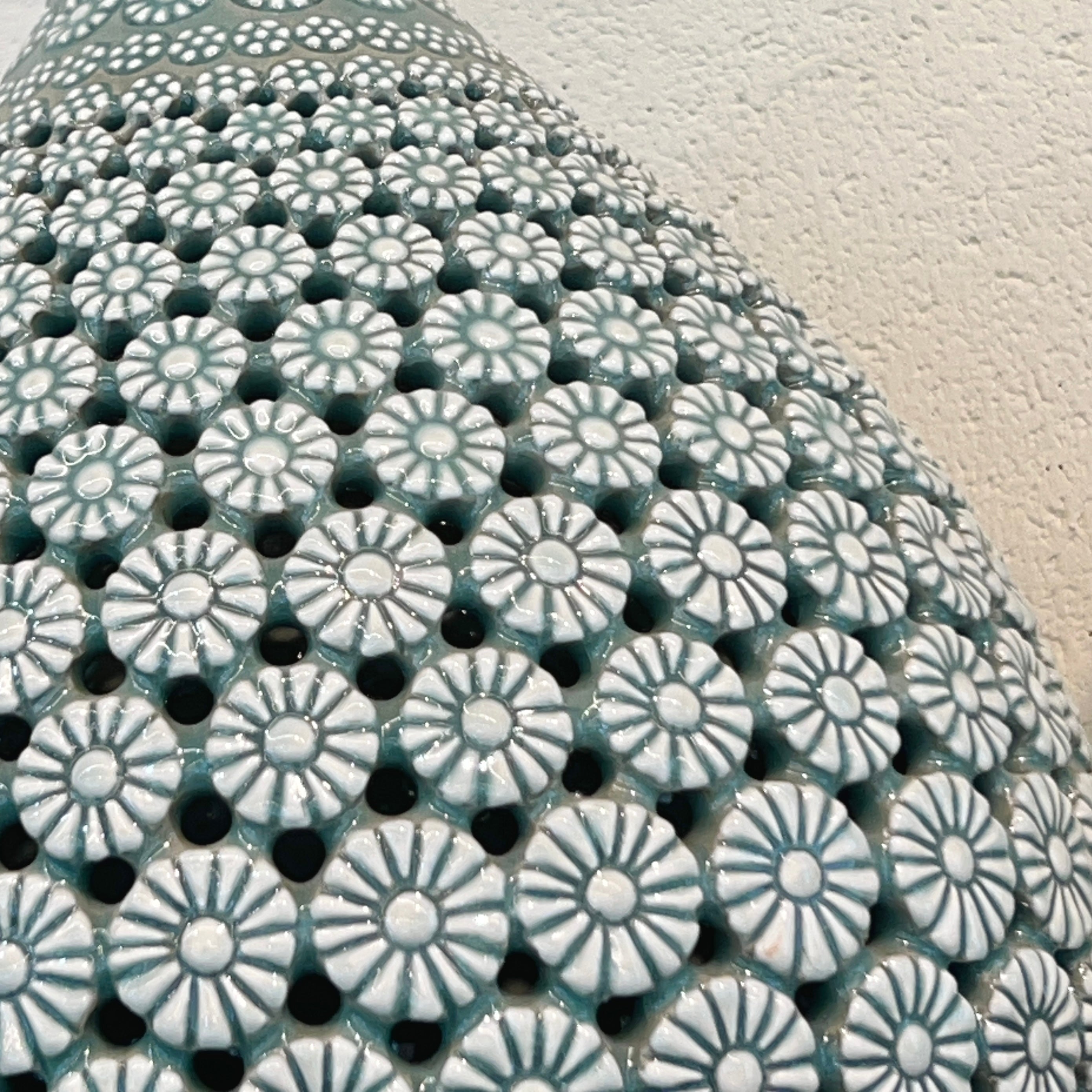 Celadon Double-Walled Openwork Gourd Vase: Chrysanthemum Motif