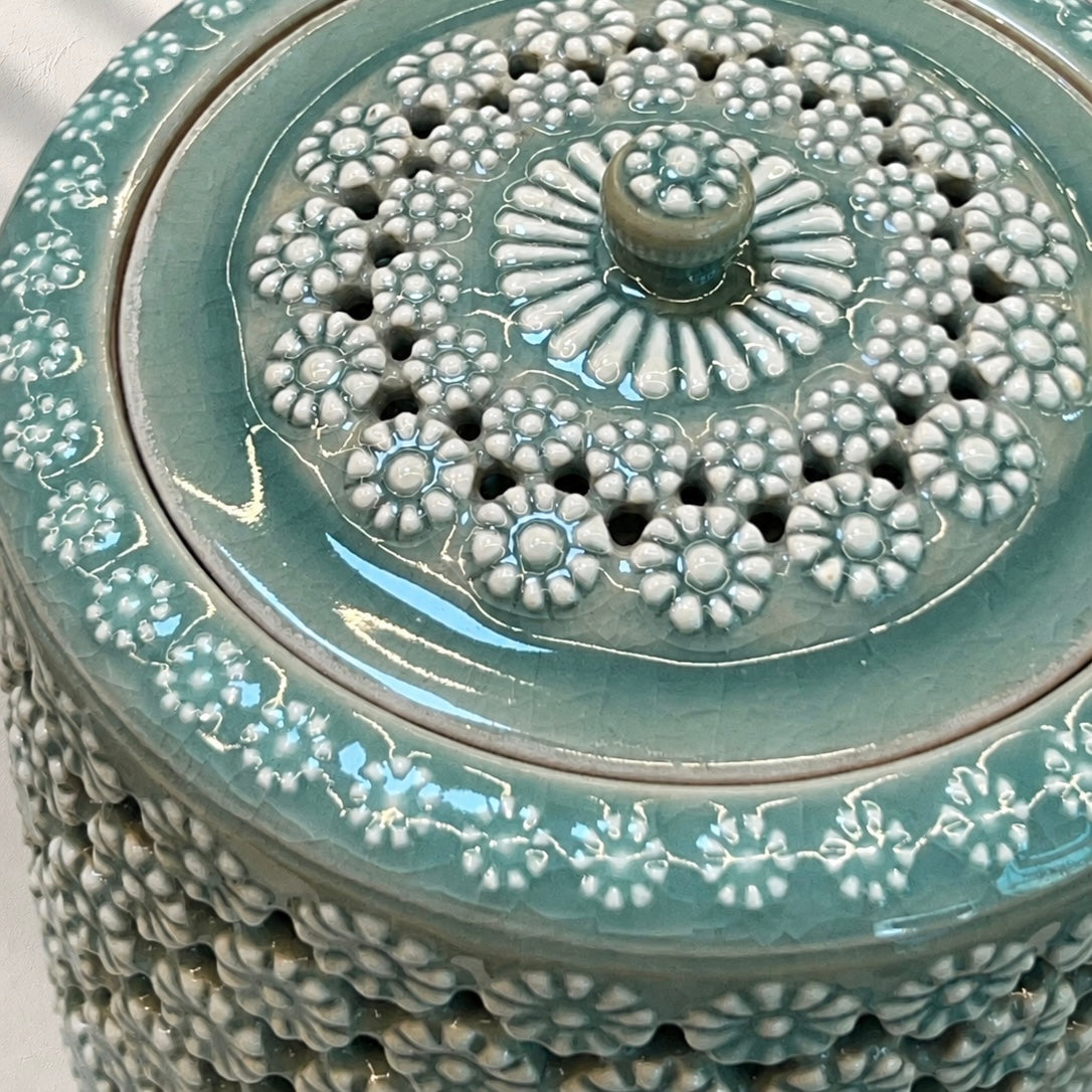 Celadon Double-Walled Openwork Lidded Jar: Chrysantimum Motif, 2024