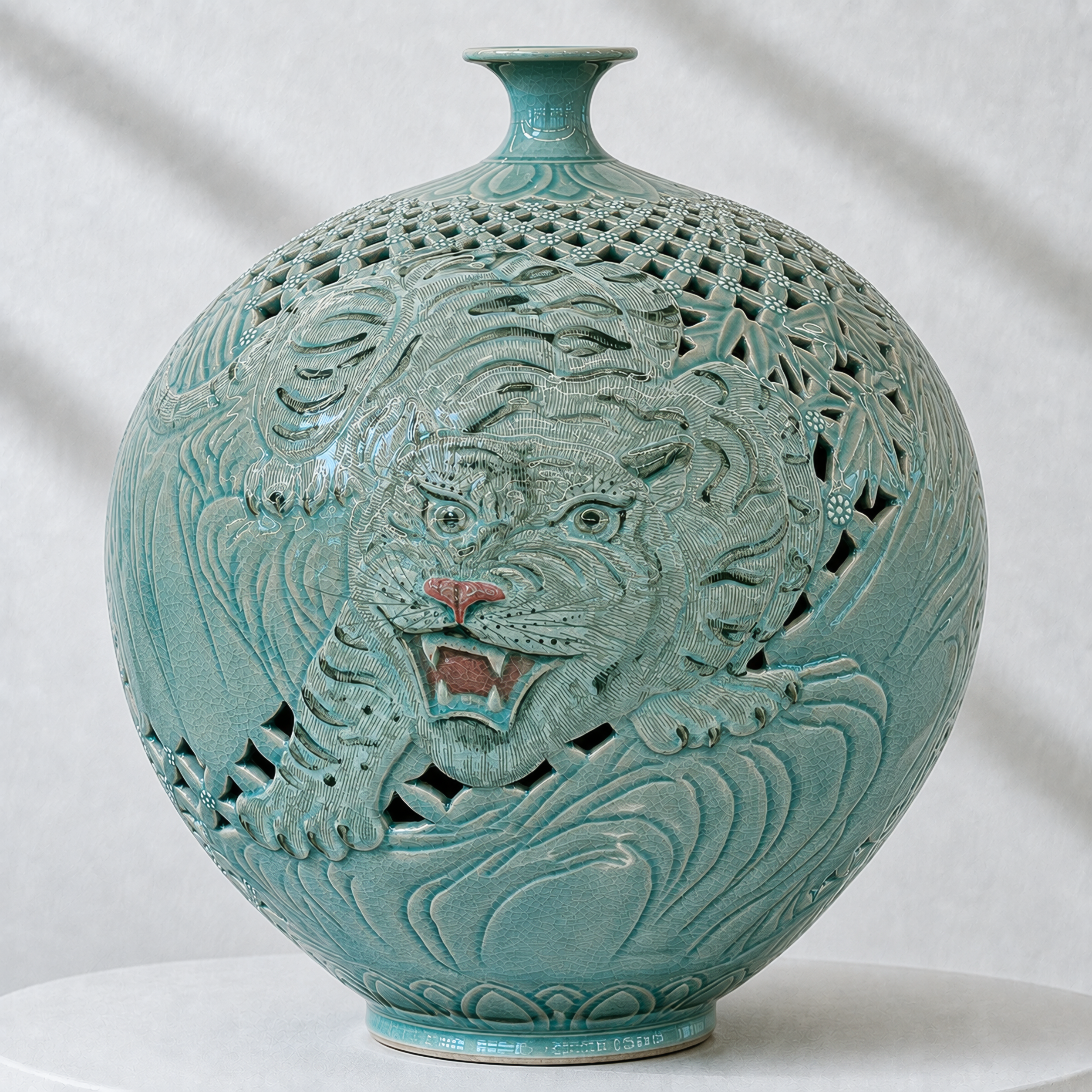 Celadon Double-Walled Openwork Vessel: Tiger Motif, 2022