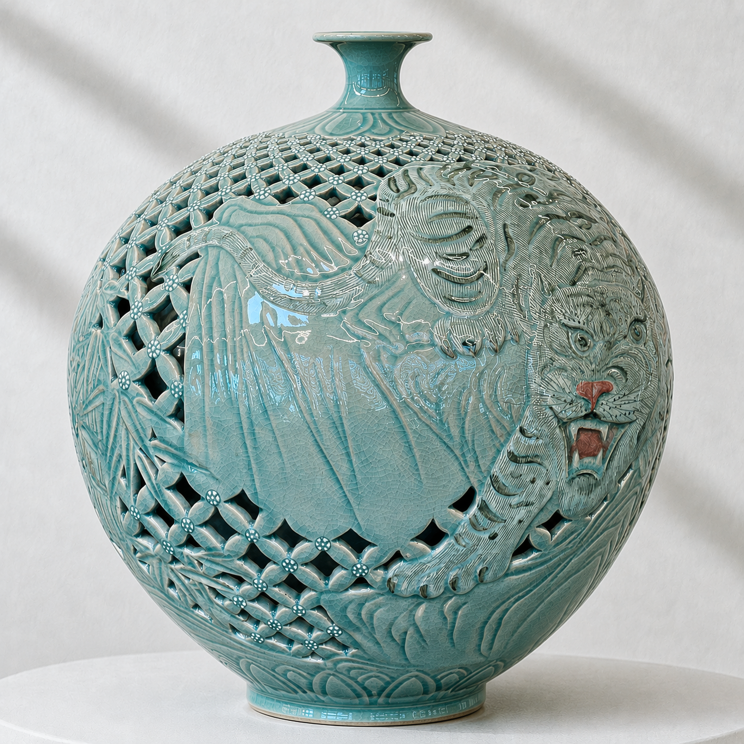 Celadon Double-Walled Openwork Vessel: Tiger Motif, 2022