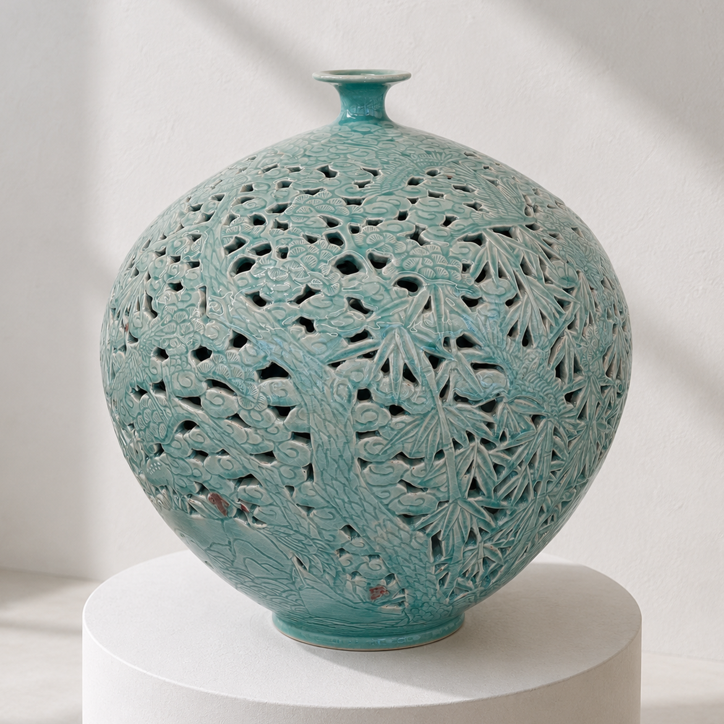 Celadon Double-Walled Openwork Vase: Ten Symbols of Longevity Motif, 2022