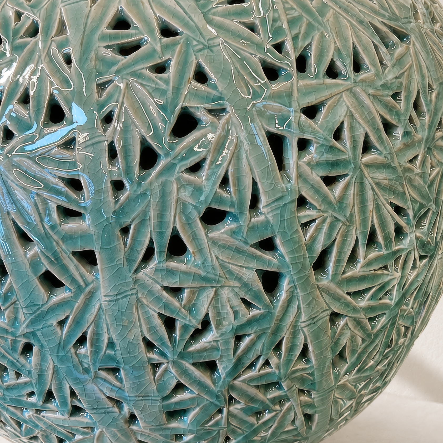 Celadon Double-Walled Openwork Vessel: Bamboo Motif