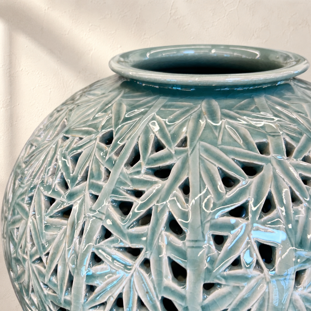Celadon Double-Walled Openwork Vessel: Bamboo Motif