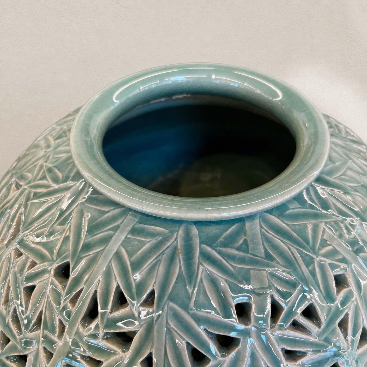 Celadon Double-Walled Openwork Vessel: Bamboo Motif