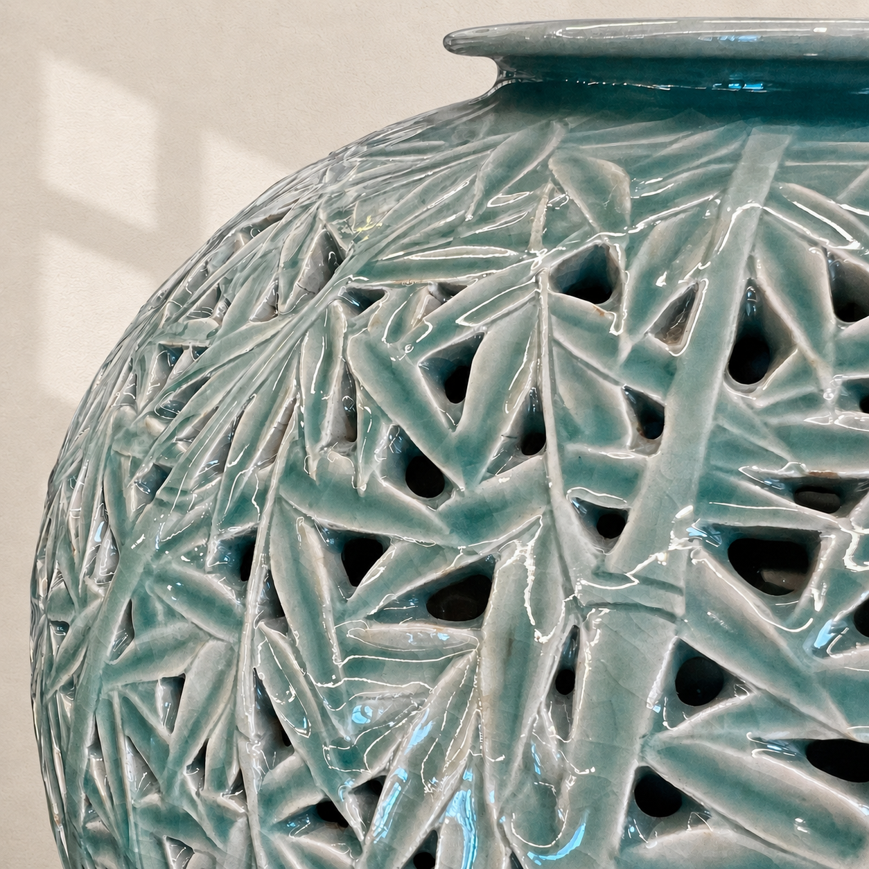Celadon Double-Walled Openwork Vessel: Bamboo Motif
