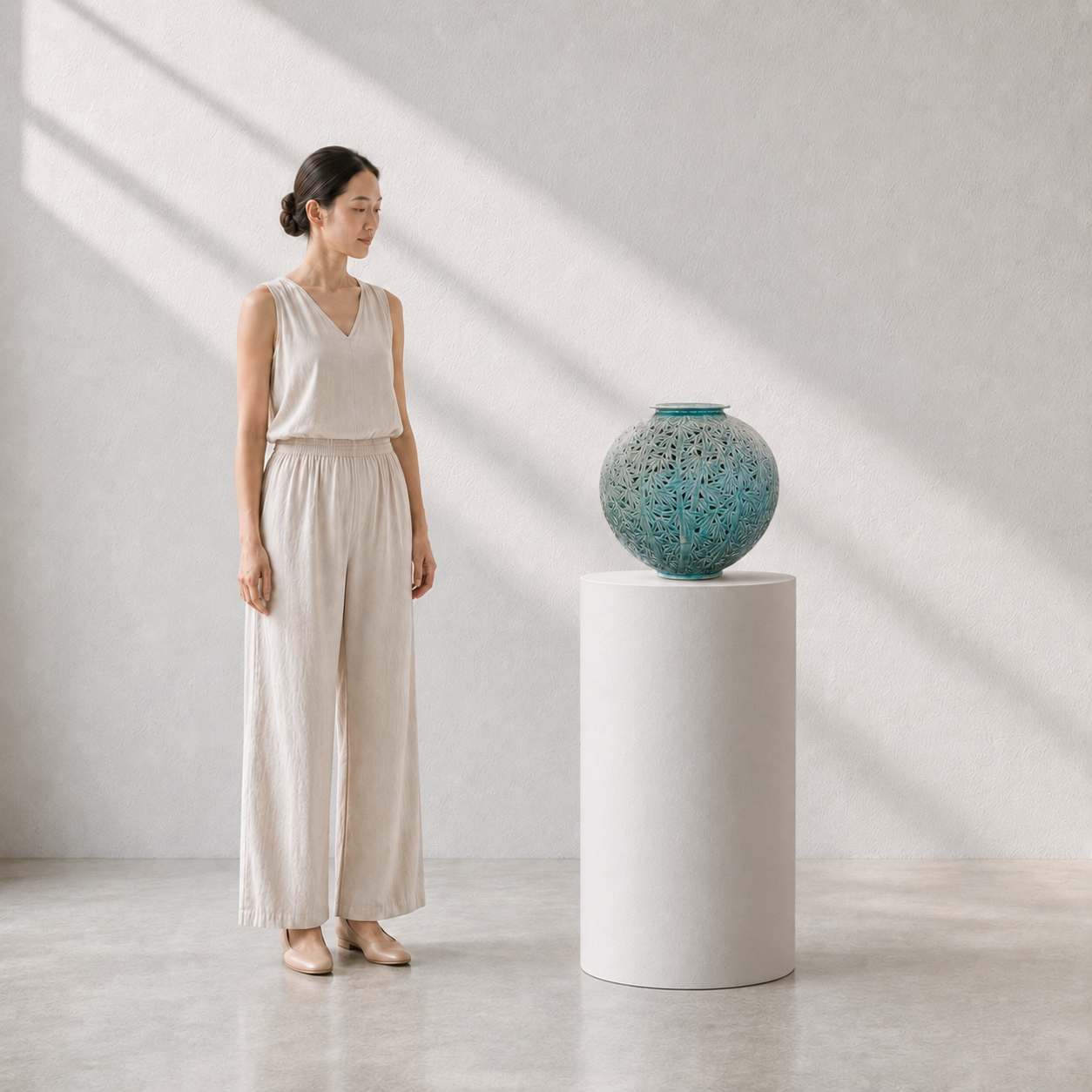 Celadon Double-Walled Openwork Vessel: Bamboo Motif