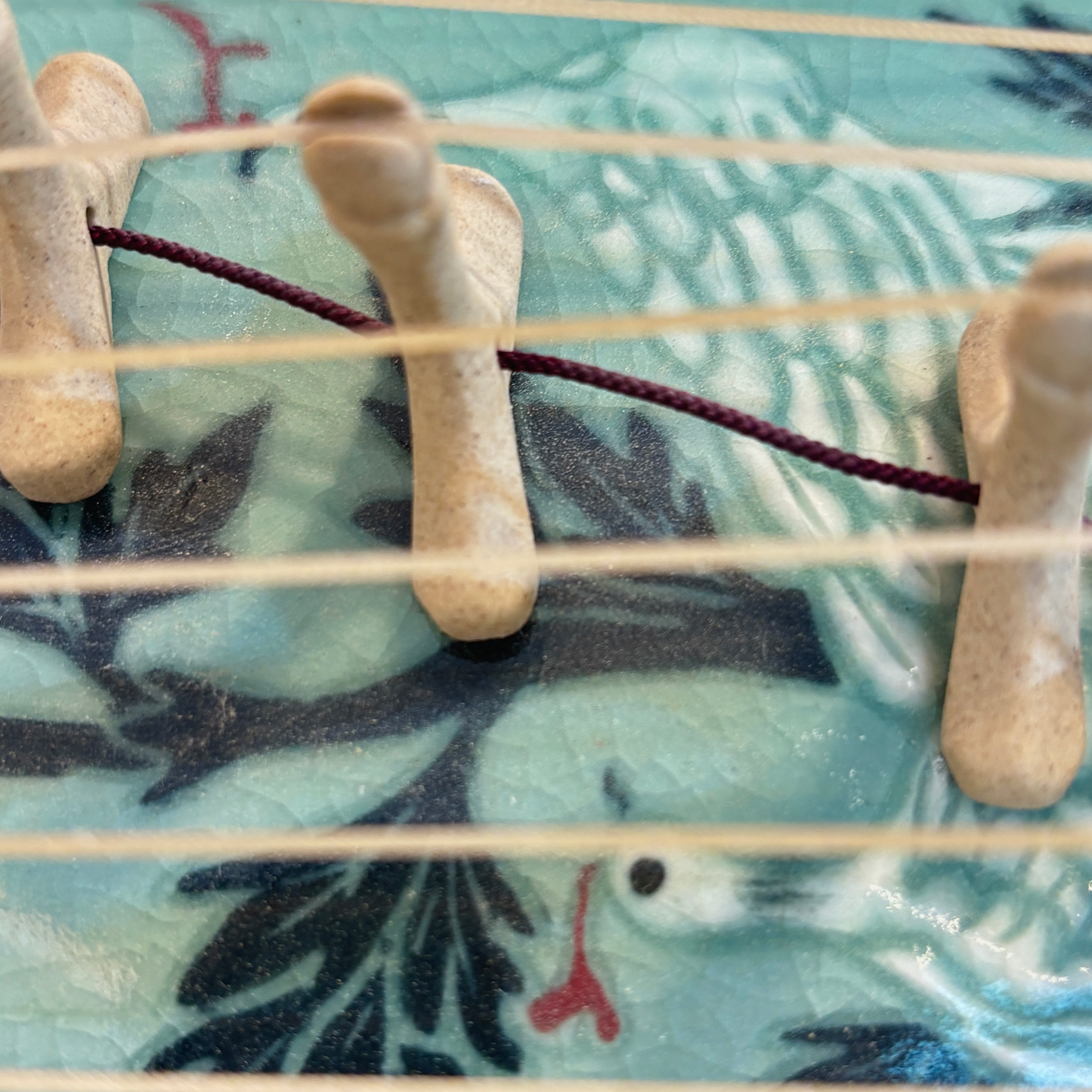 Celadon Sanjo Gayageum: Inlaid Peony and Phoenix Motif