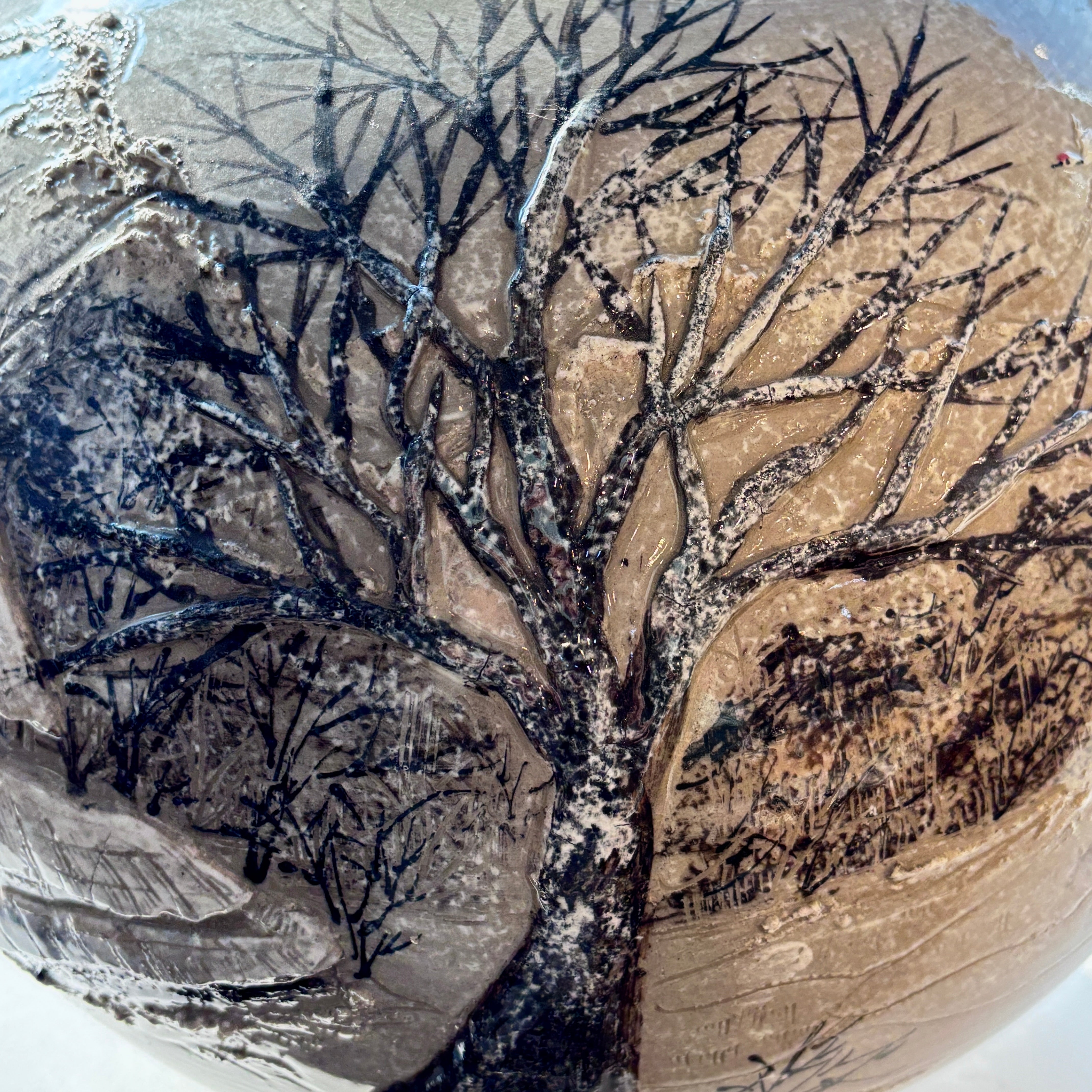 Buncheong Vessel (Ho): Thatched-House Landscape in Applied Relief, 2023