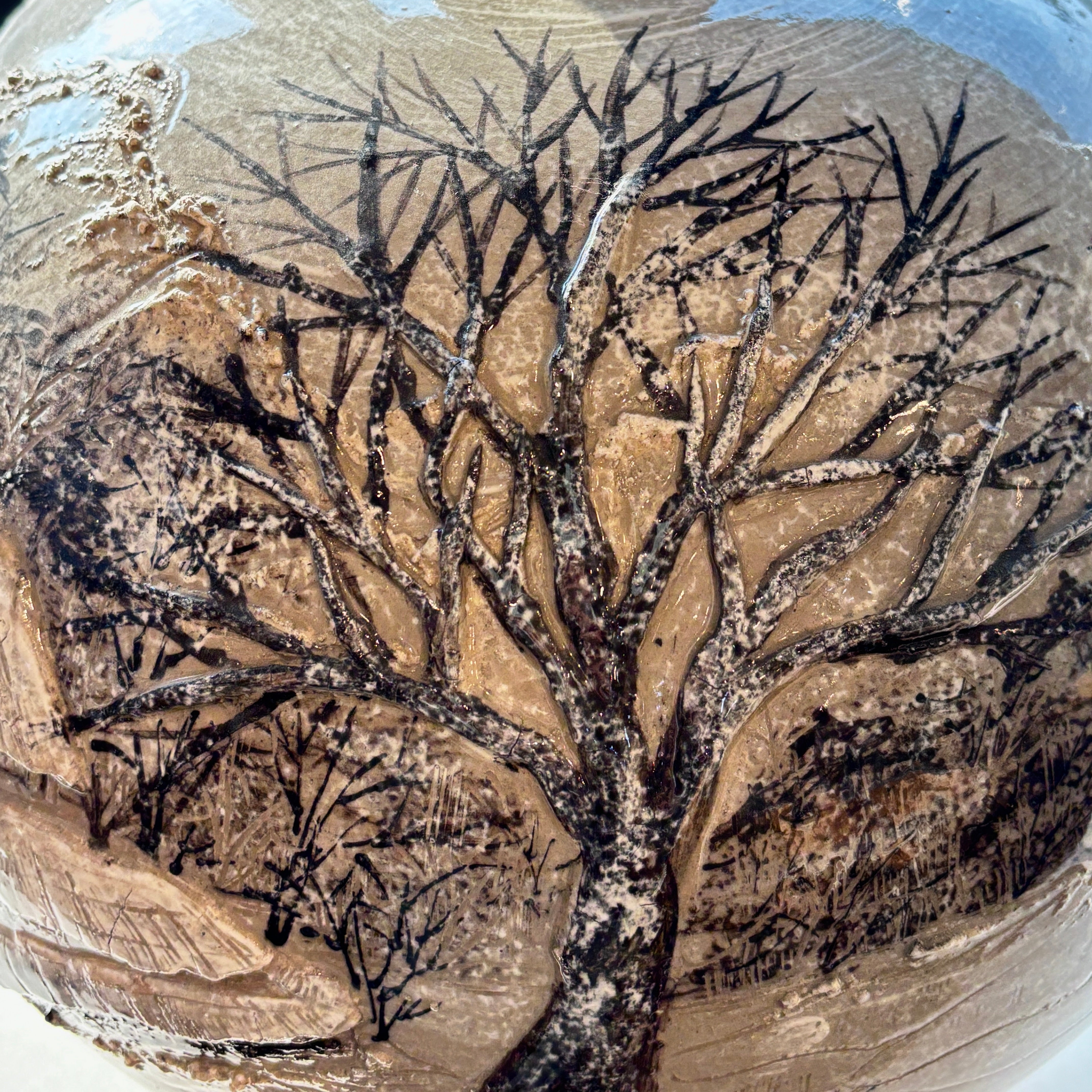 Buncheong Vessel (Ho): Thatched-House Landscape in Applied Relief, 2023