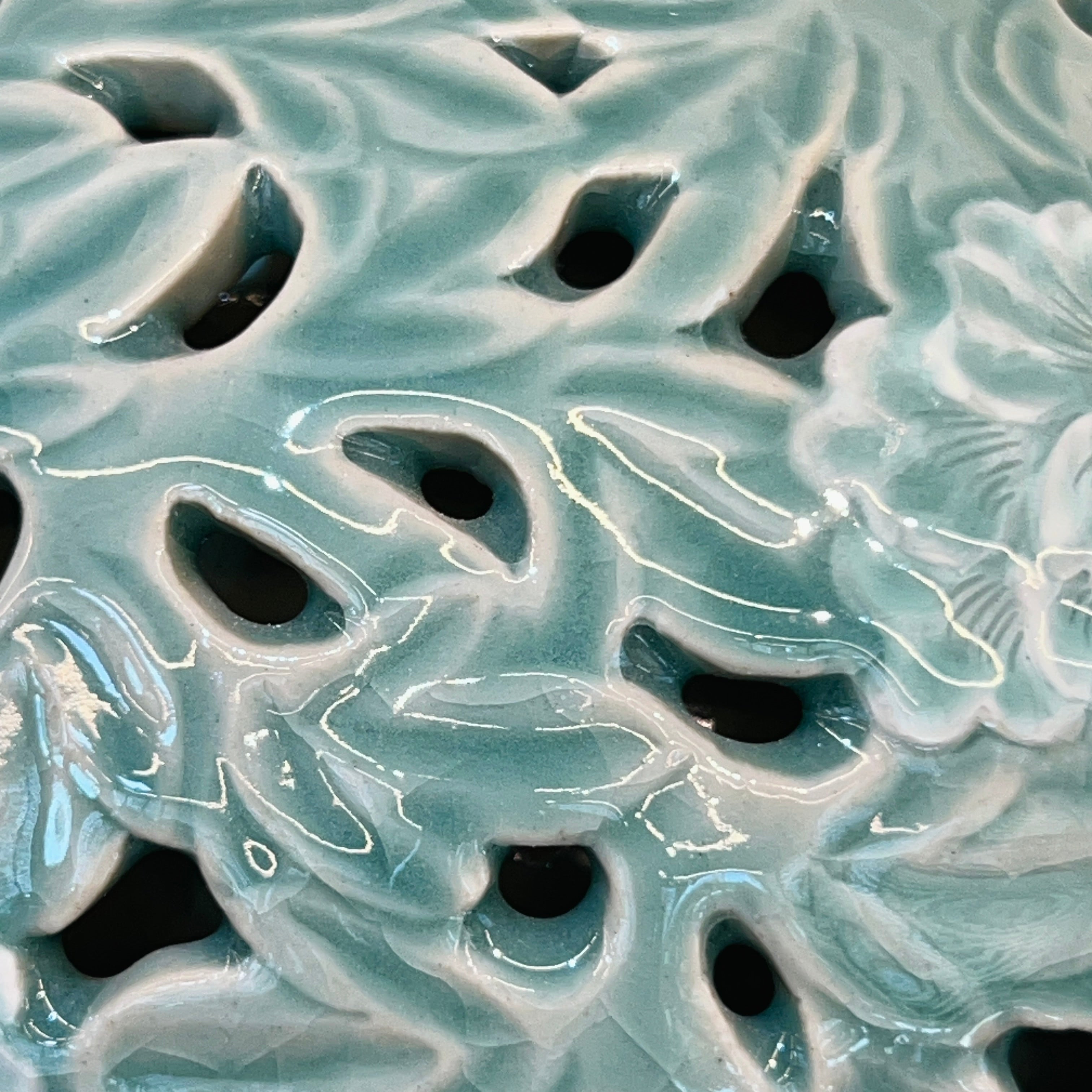 Celadon Vase: Double-Wall Openwork Design with Peony Motif