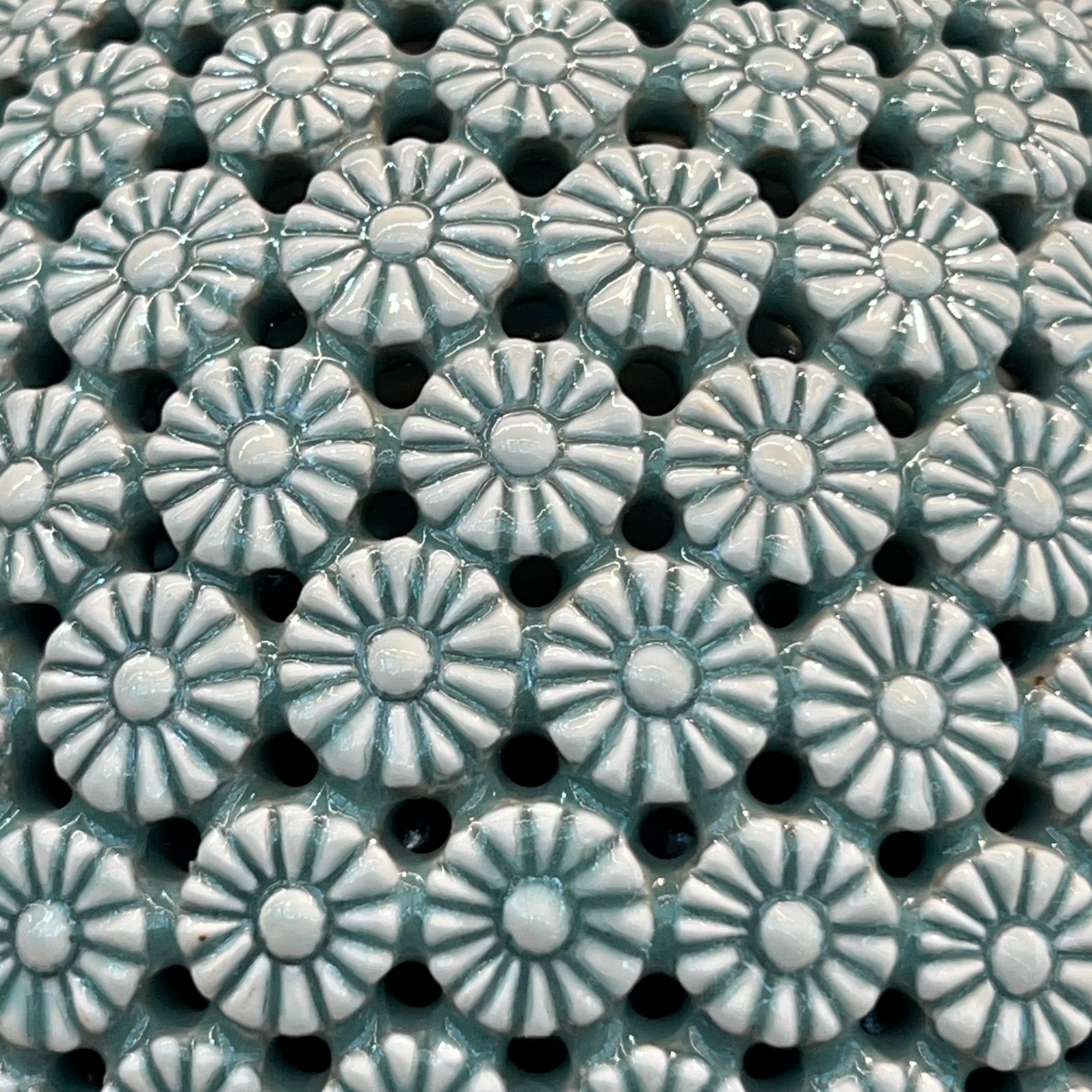 Celadon Double-Walled Openwork Gourd Vase: Chrysanthemum Motif