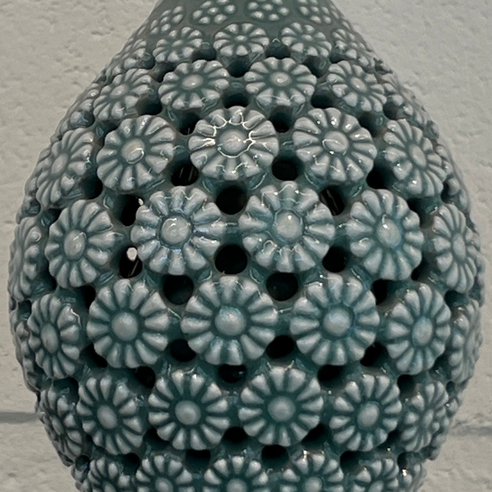 Celadon Double-Walled Openwork Gourd Vase: Chrysanthemum Motif