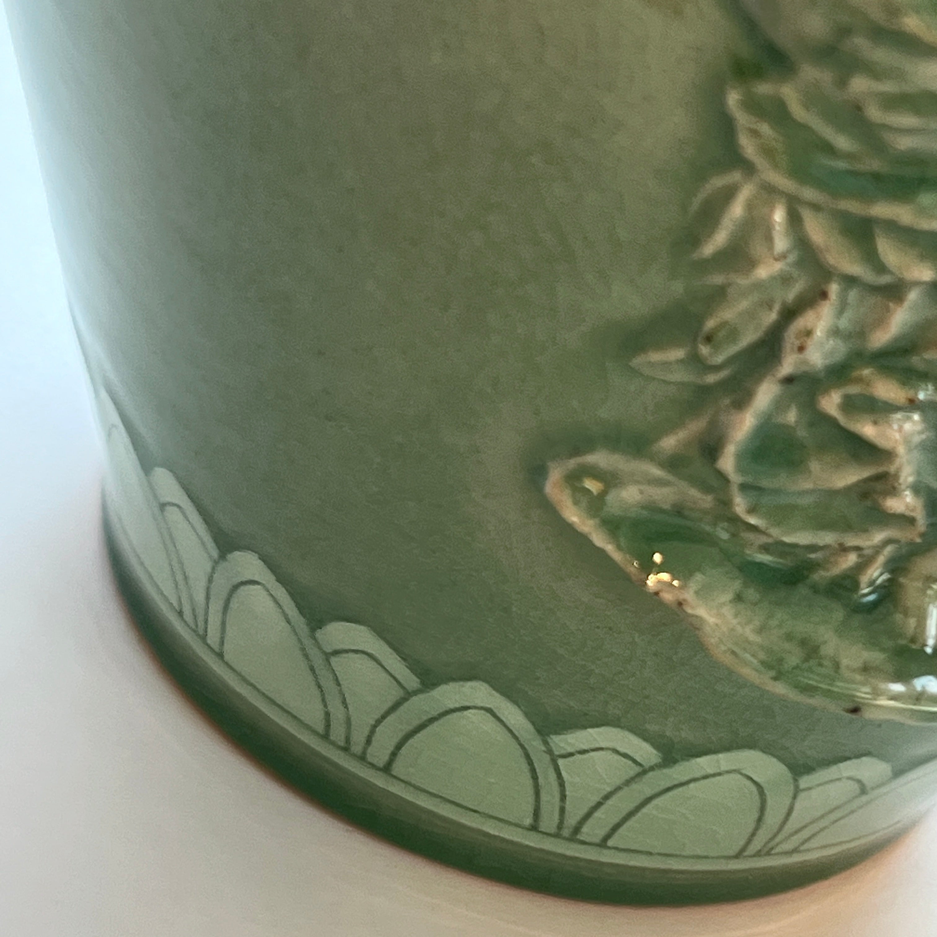 Celadon Vase: Relief-Applied Pensive Bodhisattva Motif