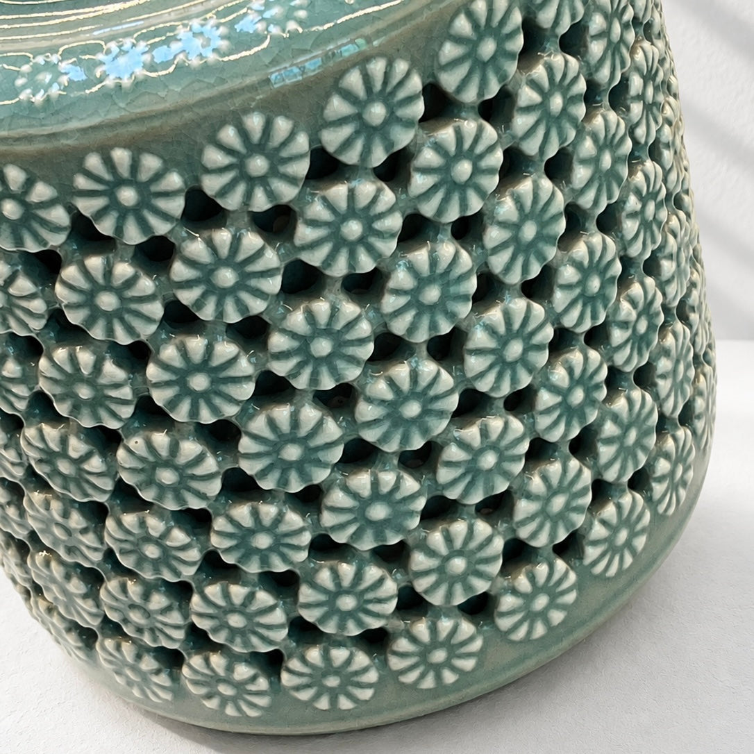 Celadon Double-Walled Openwork Lidded Jar: Chrysantimum Motif, 2024