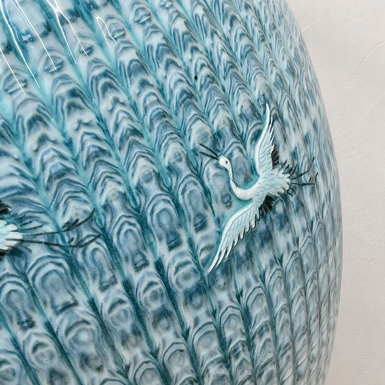 Celadon Long Vessel: Yeollimun Mixed-Clay Technique with Crane Motif, 2024