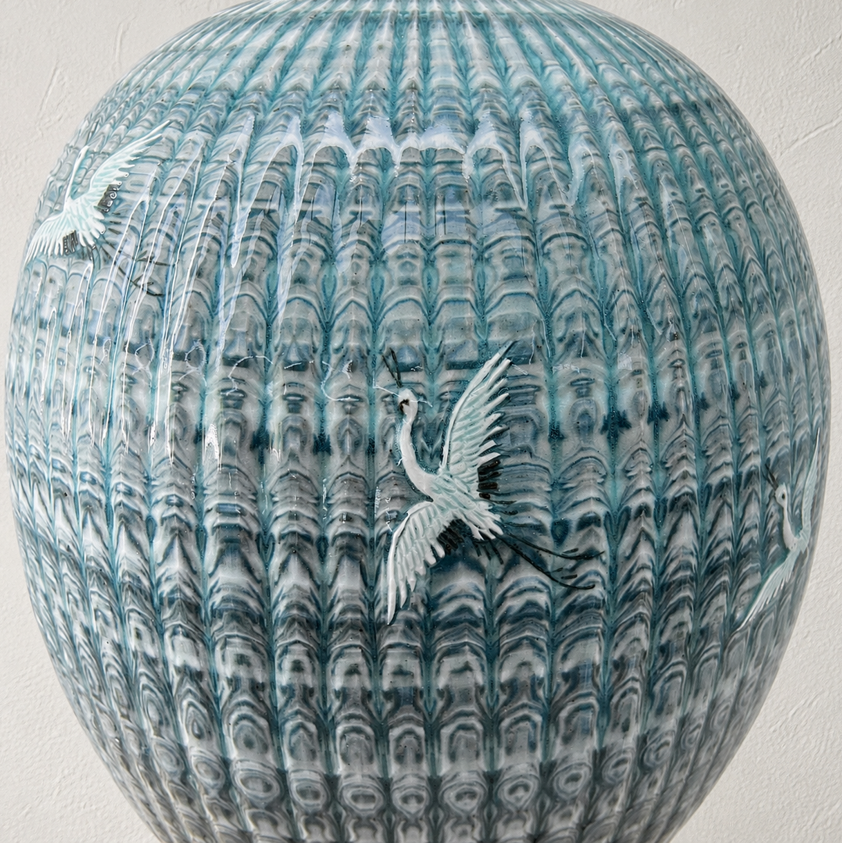 Celadon Long Vessel: Yeollimun Mixed-Clay Technique with Crane Motif, 2024