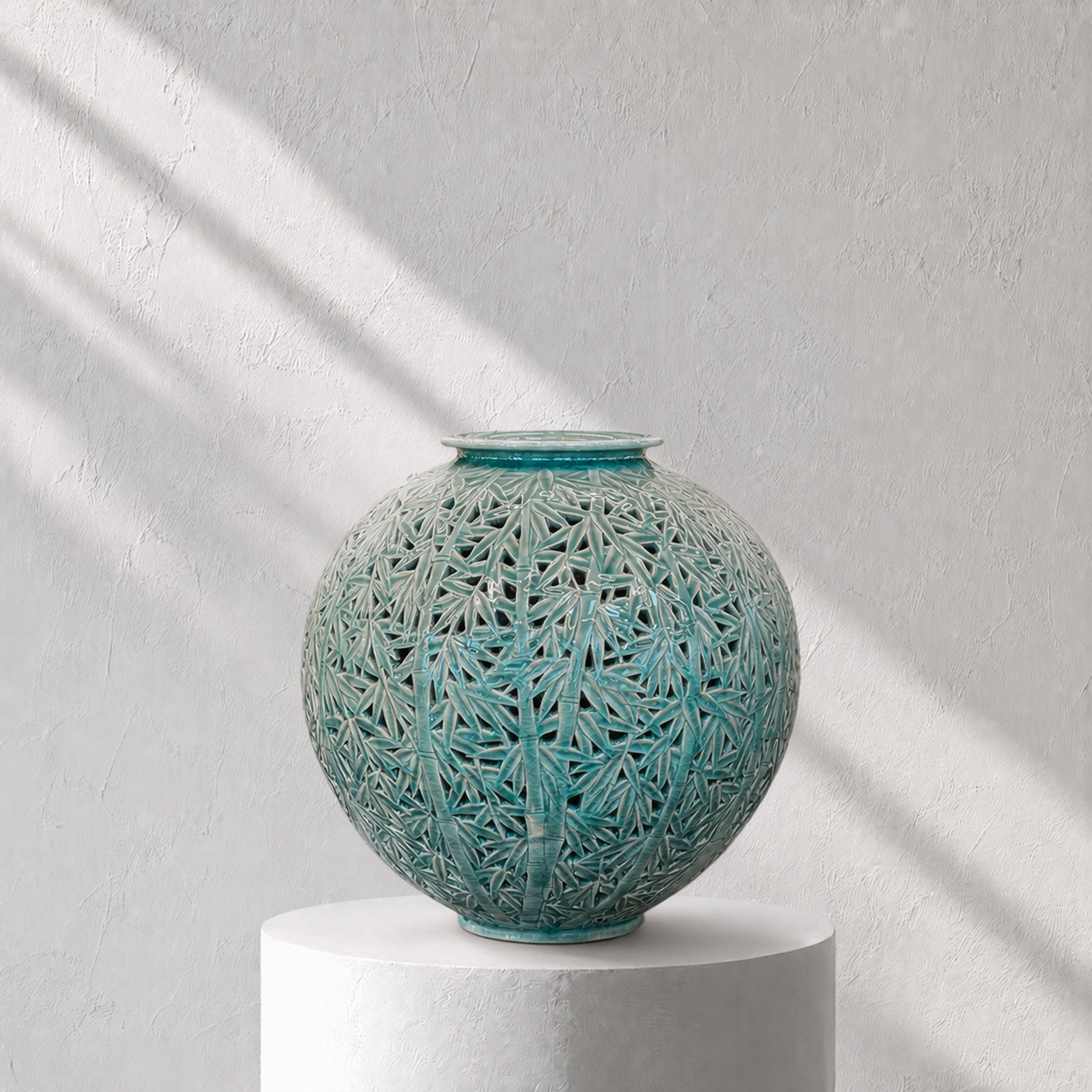 Celadon Double-Walled Openwork Vessel: Bamboo Motif