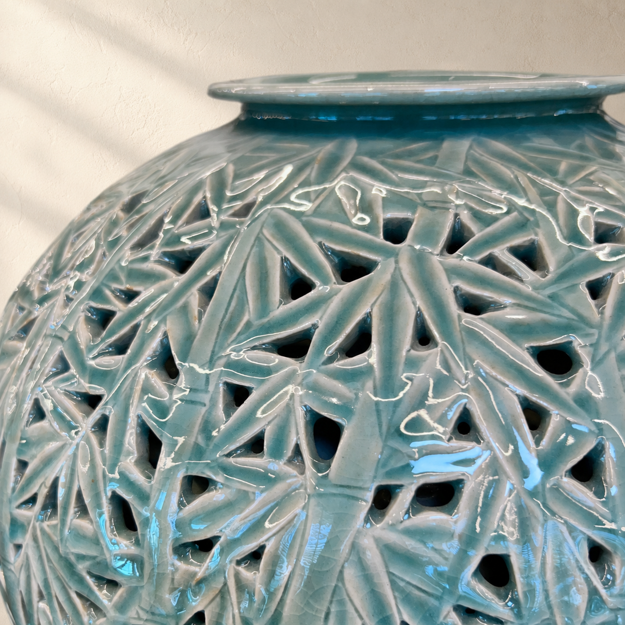 Celadon Double-Walled Openwork Vessel: Bamboo Motif