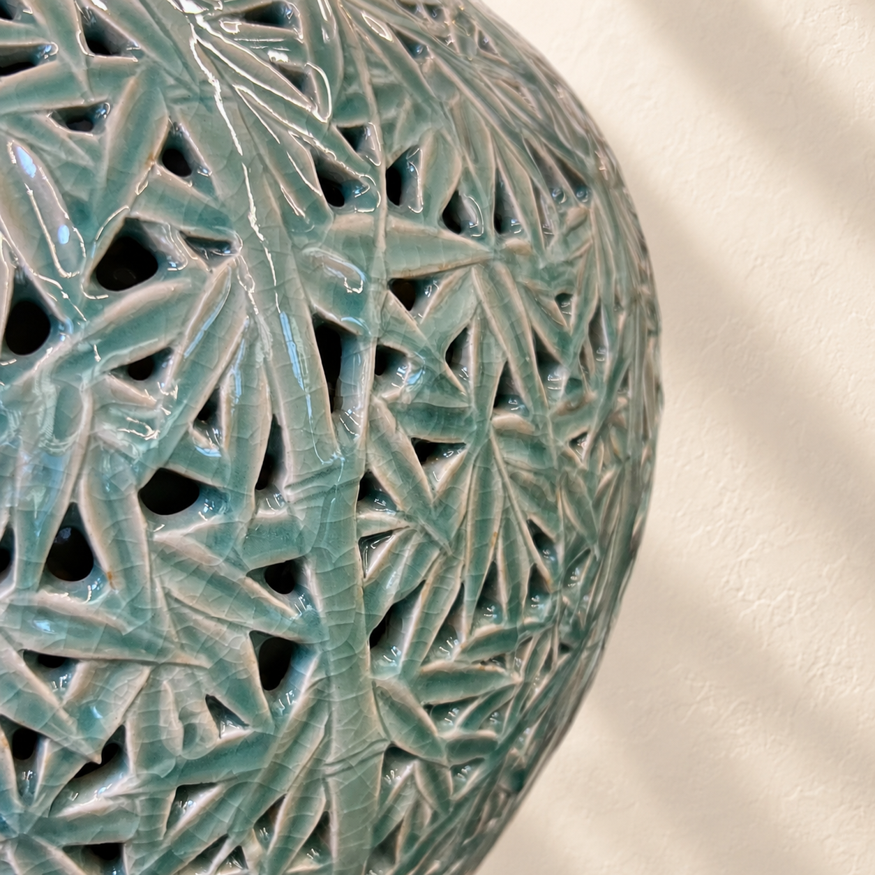 Celadon Double-Walled Openwork Vessel: Bamboo Motif