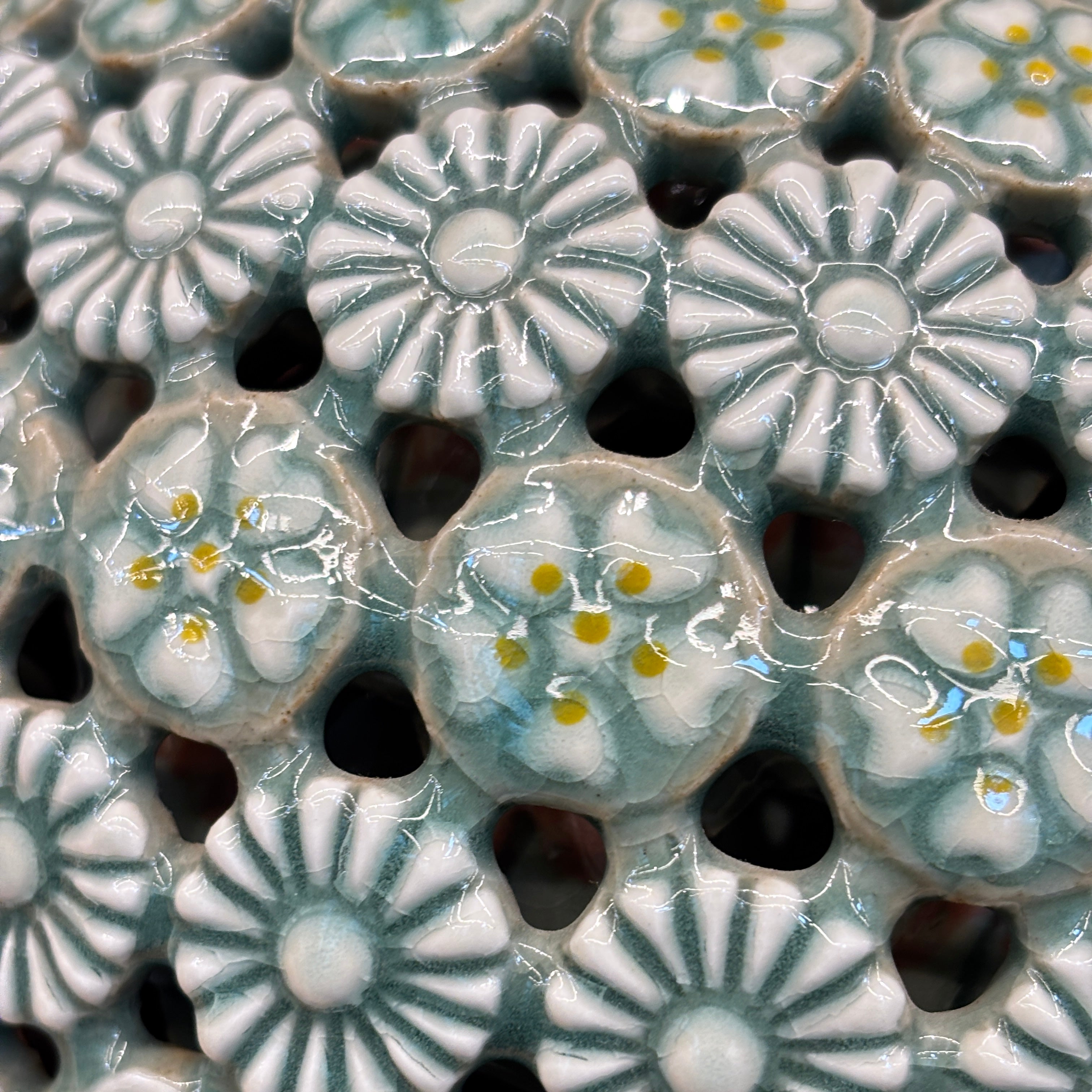 Celadon Triple-Walled Openwork Vase: Blossoming Motifs