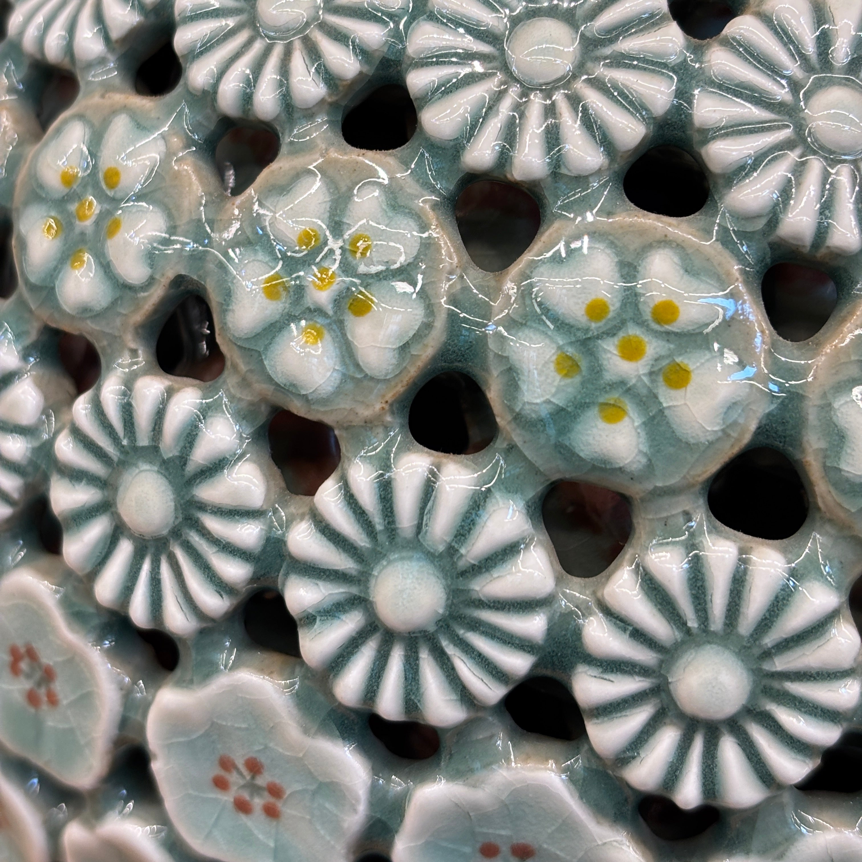 Celadon Triple-Walled Openwork Vase: Blossoming Motifs
