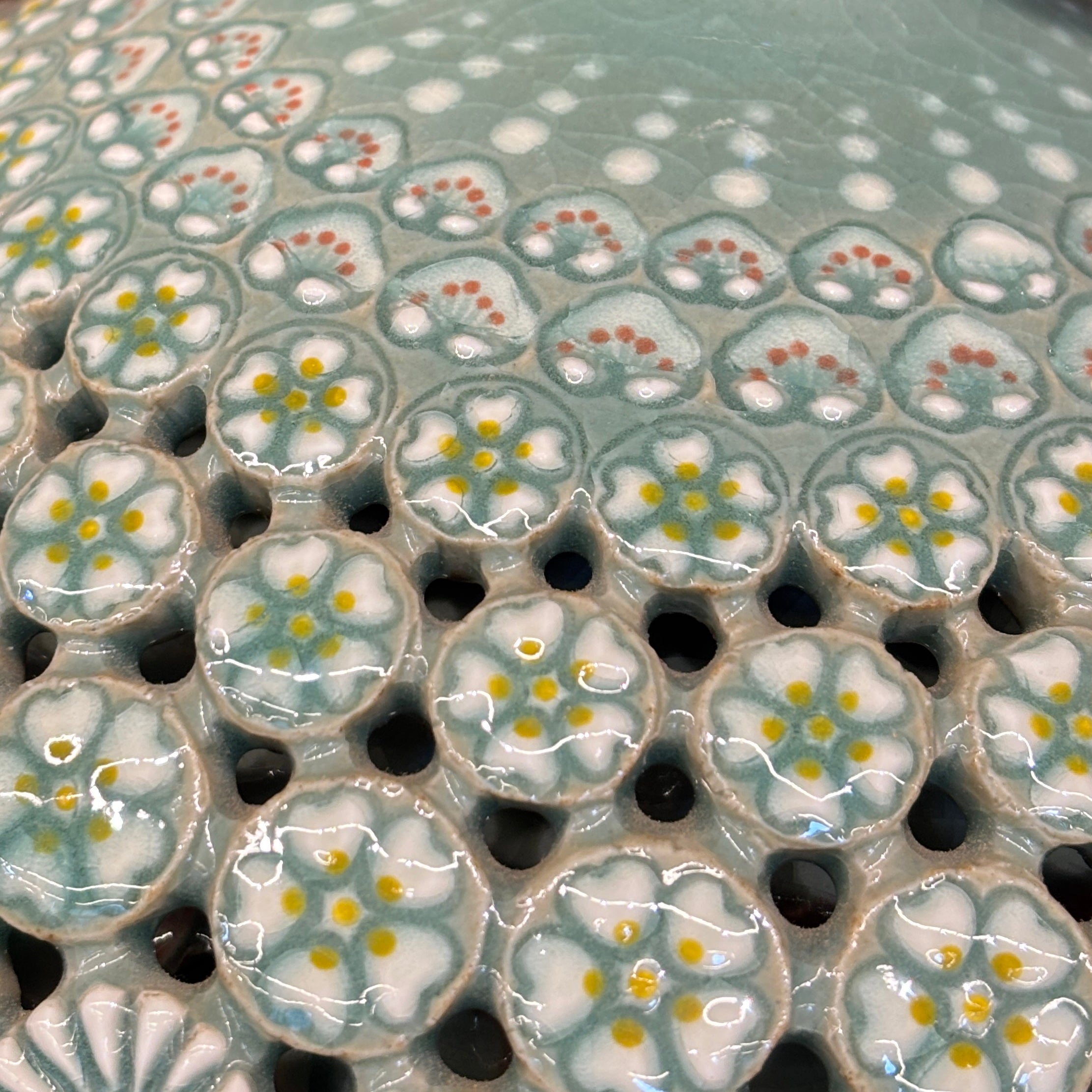Celadon Triple-Walled Openwork Vase: Blossoming Motifs
