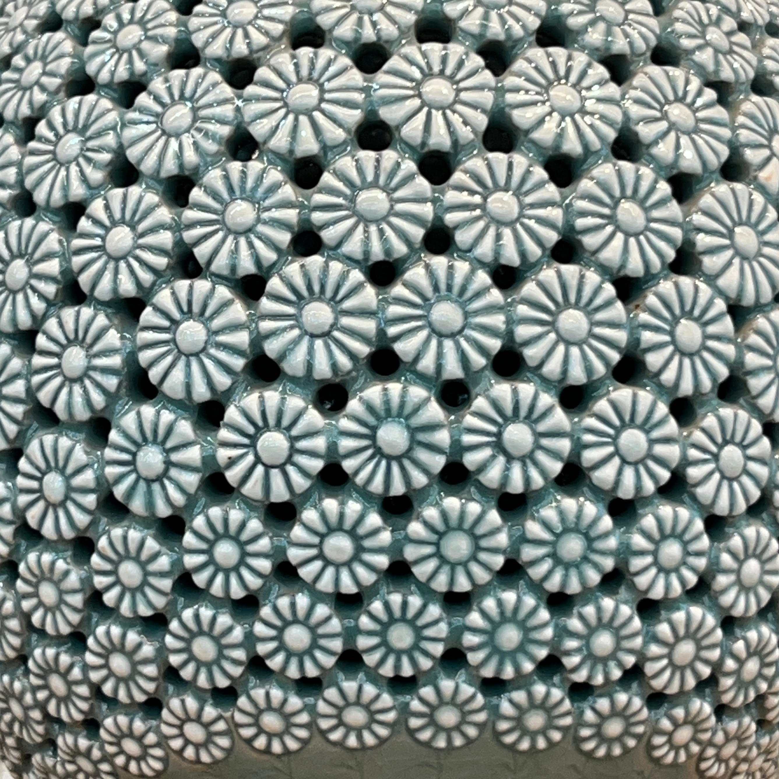 Celadon Double-Walled Openwork Gourd Vase: Chrysanthemum Motif