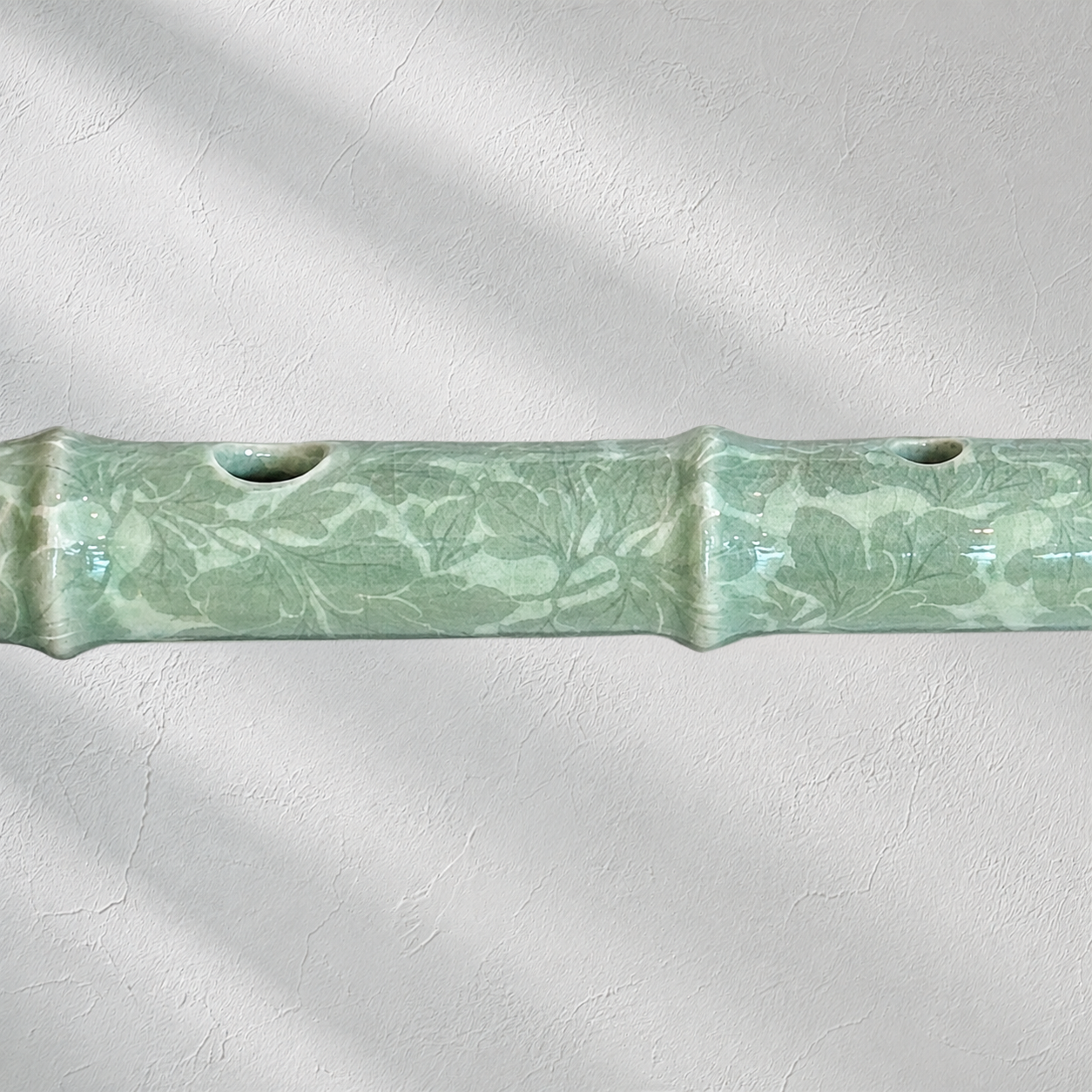 Celadon Daegeum: Peony Motif in Reverse Inlay