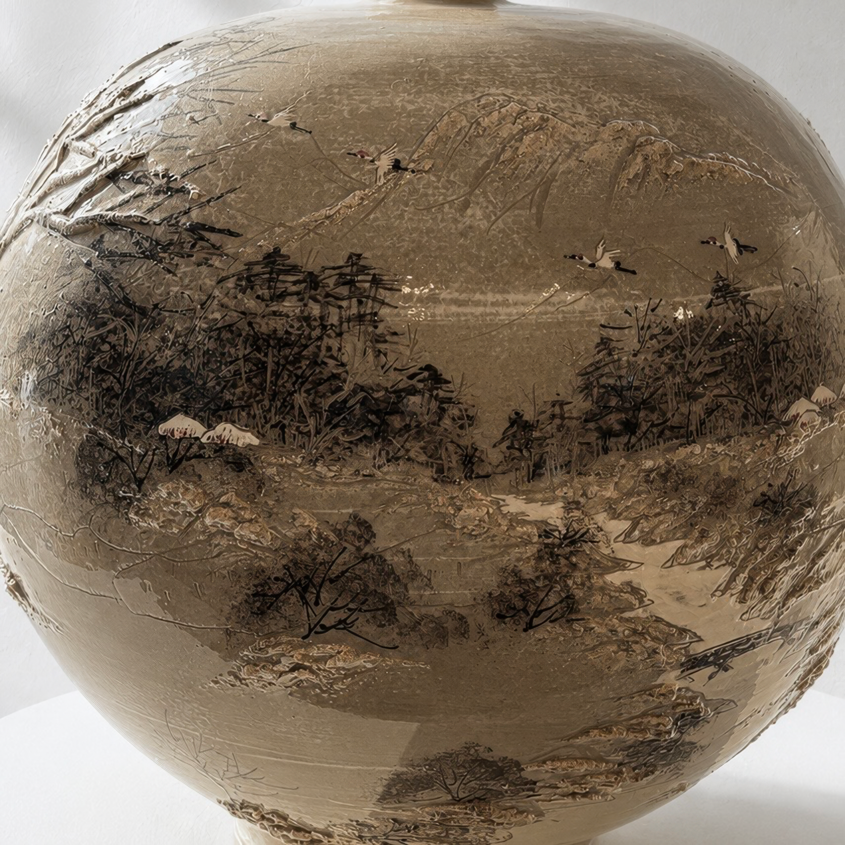 Buncheong Vessel (Ho): Thatched-House Landscape in Applied Relief, 2023