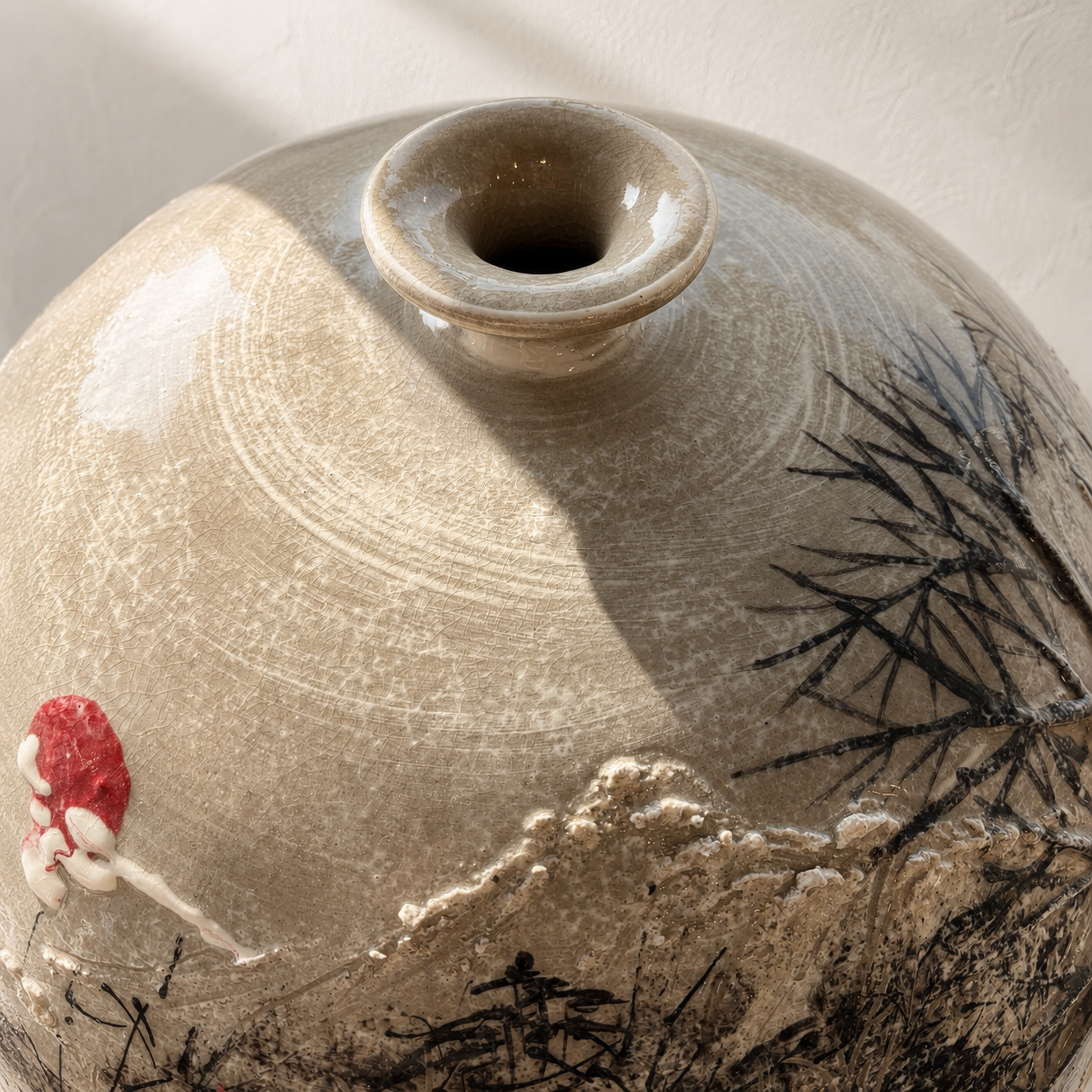 Buncheong Vessel (Ho): Thatched-House Landscape in Applied Relief, 2023